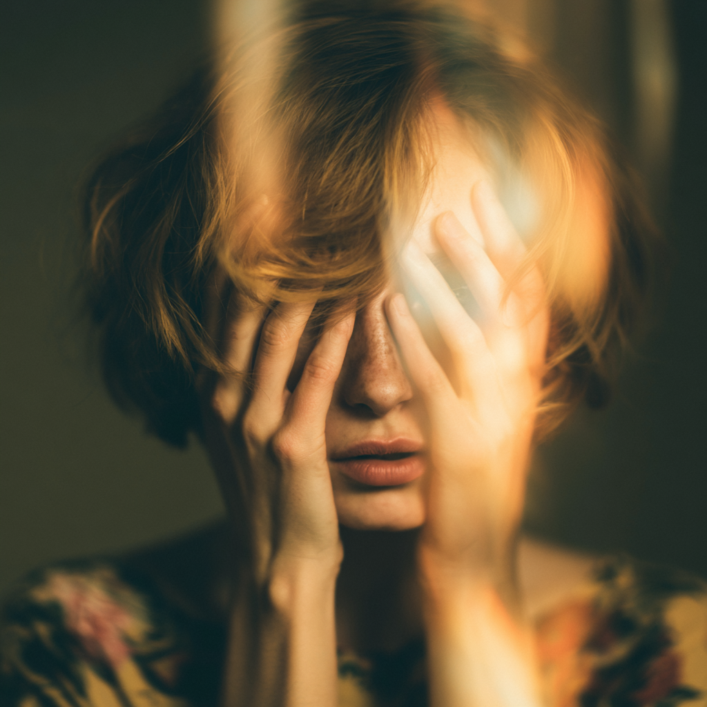 Person experiencing symptoms of anxiety disorders, including overwhelming stress, racing thoughts, and emotional distress, illustrating the impact of chronic anxiety on mental health.