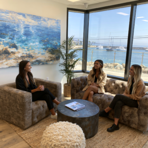 Three women attending womens therapy in Newport Beach at Brite Recovery.